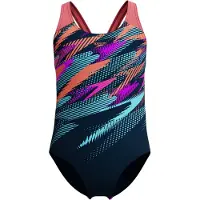 Speedo Digi Placement Splashback Swimsuit Bleu 7-8 Years Fille