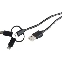 S-Conn Câble USB chargeur-Sycn 3in1 noir 2,0m (14-15035)