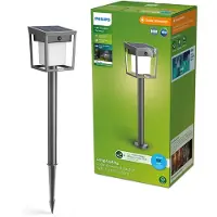 Philips Lampe solaire LED pour allée de jardin, double luminosité, noire