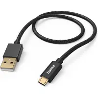 Hama Câble de charge "Fabric" USB-A - micro-USB, 1,5 m, nylon, noir