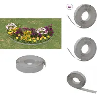 vidaXL Bordure de pelouse 3 pcs. Gris 10 m 10 cm Polyéthylène - Bordure de parterre