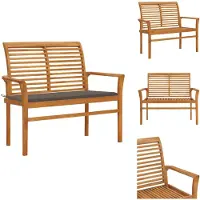 vidaXL Banc de jardin avec revêtement taupe 112 cm bois massif teck - Bancs de jardin