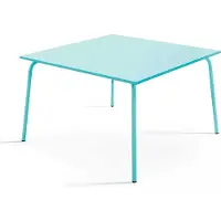 Oviala Table de jardin carrée en acier 8 places 120 cm turquoise - Palavas