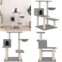 vidaXL Arbre à chat avec sisal Colonnes à griffer Gris clair 82,5 cm - Arbres à chat - Tour pour chats - Meubles pour chats
