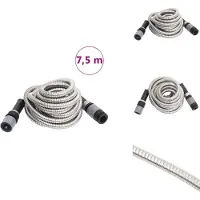 vidaXL Tuyau d'arrosage avec buse de pulvérisation, argenté, 0,6", 7,5 m, acier inoxydable - Tuyaux d'arrosage