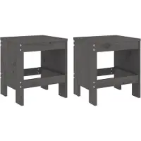 The Living Store Tabouret de jardin 2 pcs. Gris 40x36x45 cm Pin massif