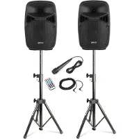 VONYX PA system - Actieve DJ speakers met Bluetooth en standaards - Met microfoon - 8 (Actif), Haut-parleur PA, Noir