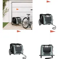 vidaXL Remorque pour vélo Chiens Gris et noir Tissu Oxford et fer