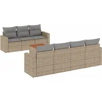 vidaXL Ensemble de jardin canapé 8 pièces avec coussins Beige Poly Rattan