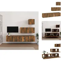 vidaXL Ensemble de meubles TV 4 pièces chêne fumé bois composite - Meubles TV