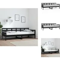 vidaXL Lit de jour noir pin massif 80x200 cm - Lits et Sommiers
