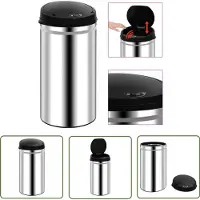The Living Store Poubelle automatique à capteur 50 L acier inoxydable