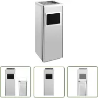 The Living Store Poubelle avec cendrier Hotel 36 L acier inoxydable