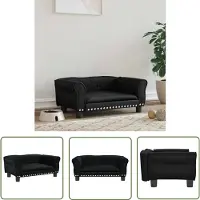 The Living Store Lit pour chien Noir 70x45x30 cm Simili cuir
