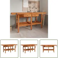 The Living Store établi avec tiroirs étaux 192x62x83 cm bois d'acacia