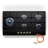 Klarstein Tables de Cuisson à Gaz, Plaque de Cuisson Gaz à 5 Brûleurs, Table de Cuisson Encastrable à 5 Feux de 11100W, Cuisiniere Gaz, Gaziniere Gaz avec Brûleurs en Acier Inoxydable, Cuisinières GPL