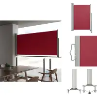 vidaXL Marquise latérale extensible 120x300 cm Rouge - Parasols & Protection solaire