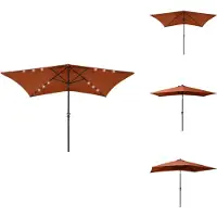 vidaXL Parasol avec LED et mât en acier Terracotta-Rouge 2x3 m - Parasols & Ecrans solaires