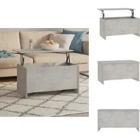 vidaXL Table basse gris béton 102x55,5x52,5 cm Bois composite - Tables basses