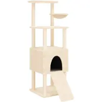 vidaXL Arbre à chat avec colonnes à griffer en sisal Crème 153 cm