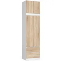 Akord Armoire Avec Surmeuble 2 Portes 2 Tiroirs Blanc/Chêne Sonoma 60X51X234