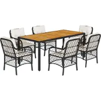 vidaXL Ensemble de jardin 7 pièces avec coussins Noir Poly Rattan