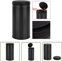 The Living Store Poubelle automatique à capteur 70 L acier carbone noir