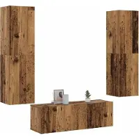 vidaXL Armoires murales TV 3 pcs. Aspect vieux bois Matériaux dérivés du bois
