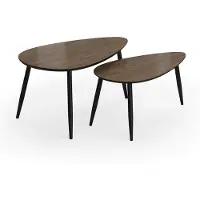 Vicco Ensemble de tables basses Veyo Noyer/noir 98x60cm Set, 2 pièces, Model 50124