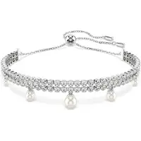 Swarovski Bracelet Ariana Grande X Swarovski, Perle De Cristal, Taille Ronde, Blanc, Métal Rhodié