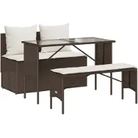 vidaXL Ensemble de jardin 3 pièces avec coussins Marron Poly rotin