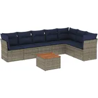 vidaXL Ensemble de jardin canapé 8 pièces avec coussins Gris Poly rotin
