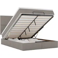 vidaXL Ottoman-lit avec matelas & LED Taupe 140x190 cm Tissu