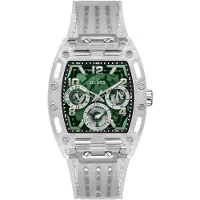 GUESS Montre à affichage analogique 'GT Phoenix' sapin / noir / argent / transparent