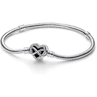 Pandora Bracelet Maille Serpent Fermoir Coeur Infini Scintillant Pandora Moments