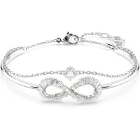 Swarovski Bracelet-Jonc Hyperbola, Infini, Blanc, Métal Rhodié