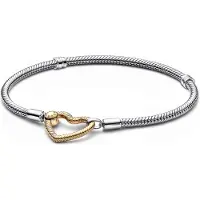 Pandora Bracelet Maille Serpent Fermoir Coeur Pandora Moments