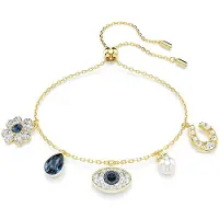 Swarovski Bracelet bleu foncé / or / transparent / blanc perle