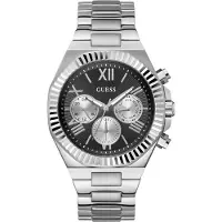GUESS Montre à affichage analogique 'Equity' noir / argent