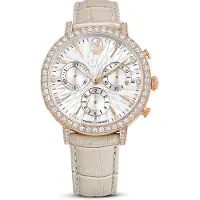Swarovski Matrix Tennis Chrono Uhr, Schweizer Produktion, Lederarmband, Beige, Roségoldfarbenes Finish MATRIX CHRONO:LS TAUPE/WHT/PRO 5702849 9009657028499