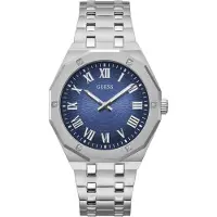 GUESS Montre à affichage analogique 'Asset' bleu foncé / argent