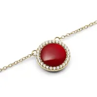 Daniel Wellington Beautiful Gold-Plated Necklace With Agate And Crystals Audrey Dw00401440, (plaqué or)