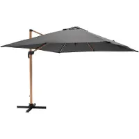 Oviala Parasol déporté carré 3x3m effet bois anthracite - Brescia