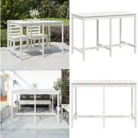vidaXL Table de jardin Blanc 159,5x82,5x110 cm Pin massif - Table de jardin - Tables de jardin - Table d'extérieur - Table de terrasse