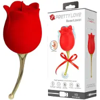 Pretty Love Rose Lover - stimulateur clitoridien 2en1 à langue - silicone rouge