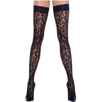 Cottelli Legwear - bas jarretières léopard - noir - 3