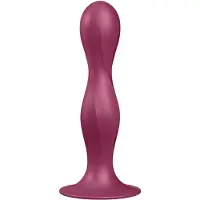 Satisfyer Double Ball-R - gode ventouse lesté - silicone rouge