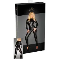 Noir - Combinaison moulante manches longues brillante - - XL