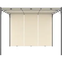 vidaXL Pavillon de jardin avec rideau latéral 3x3x2,25 m Crème - Pavillons & Tentes de réception