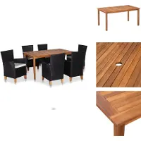 vidaXL Ensemble de jardin 7 pièces Poly rotin noir et brun - Ensemble de meubles de jardin